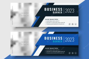 Professional blue business banners with image space