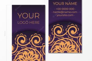 Purple business cards decorative business card ornaments oriental pattern illustration
