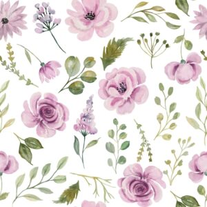 Purple flower watercolor seamless pattern background