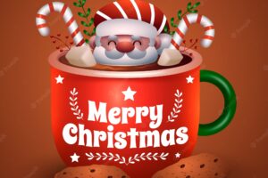 Realistic christmas hot chocolate illustration