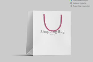 Realistic front view shopping paper bag mockup template