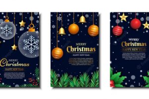 Realistic merry christmas and new year greeting card