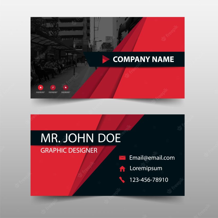 Red corporate business card template