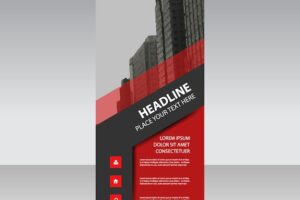 Red creative roll up banner template