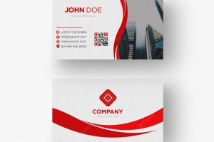 Red and white business card