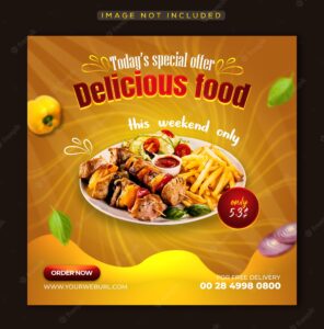 Restaurant menu social media promotional post and web banner template premium psd