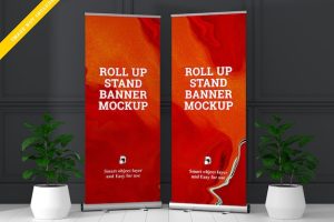 Roll up banner stand mockup