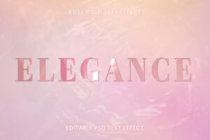 Rose gold text effect psd editable template