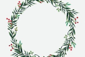 Round christmas wreath vector watercolor style