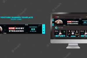 Rugby game youtube banner design template