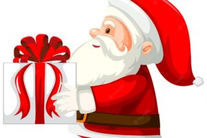 Santa claus holding gift box