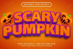 Scary pumpkin 3d text effect and editable text effect
