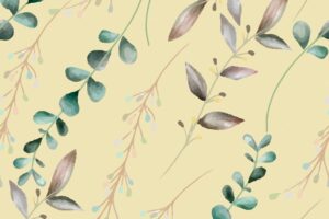 Seamless pattern design with beautiful watercolor leaves