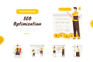 Seo optimization digital marketing illustration pack