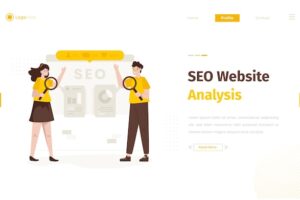Seo website analysis flat illustration landing page
