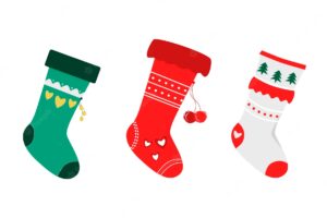 A set of christmas socks on a white background. flat design.