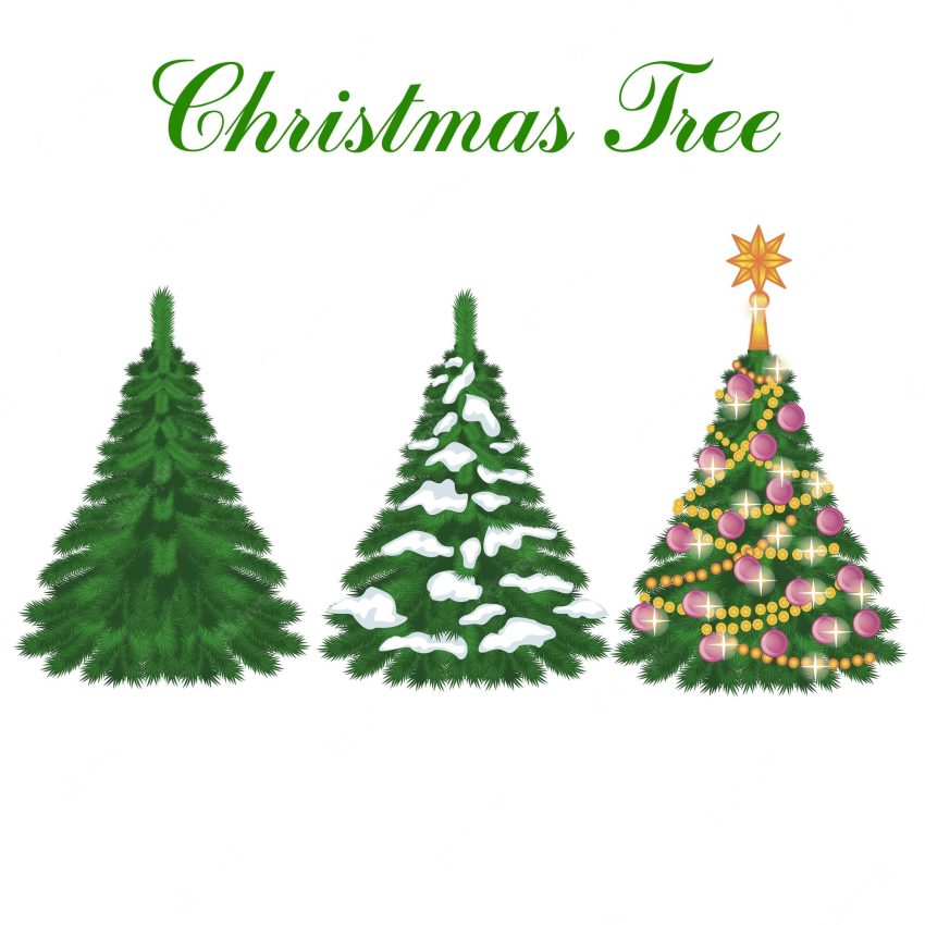 Set christmas tree , flat illustration