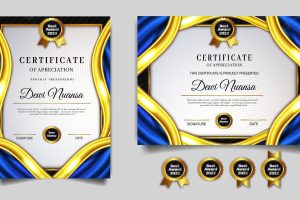 Set collection elegant fluid certificate