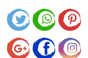 Set of colored social media icons