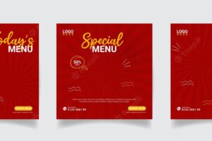 Set fast food social media post templateadvertising and promotion banner