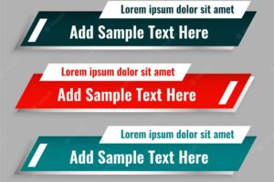 Set of lower third template in three colors