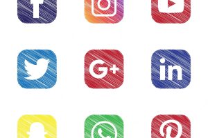 Set of most popular social media icons