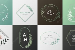 Set of natural logo for branding, corporate identity, packaging and business card.