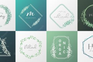 Set of natural and organic logo for branding, corporate identity, packaging and business card.