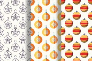 Set of vivid seamless patterns of christmas bauble for printing and wrapping