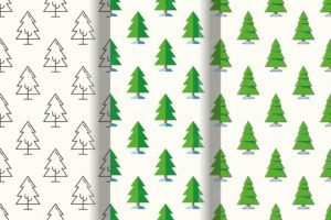 Set of vivid seamless patterns of tree for printing and wrapping