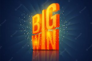 Shiny big win lettering, creative casino background.