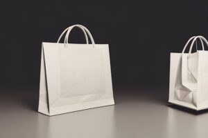 Shopping bag mockup last minute shopping at black friday sales paper package isolated on background empty blank and copy space wallpaper with craft paper bags
