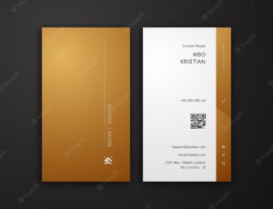 Simple elegant gradient yellow, luxury vertical business card template