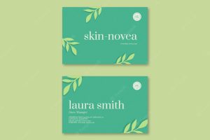 Skincare paper cutout business card template design