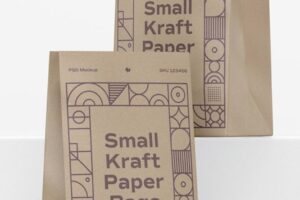 Small kraft paper bags mockup