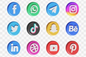 Social media 3d icons set