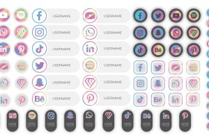 Social media buttons holographic
