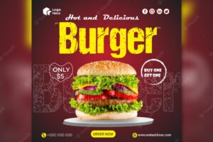 Social media food banner burger post template