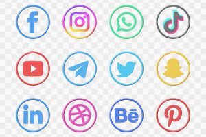 Social media icon collection in 3d render