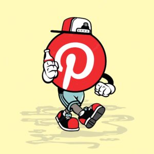 Social media icon, cute character cartoon logo, pinterest vector illustration.