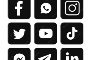Social media icon logo black and white color