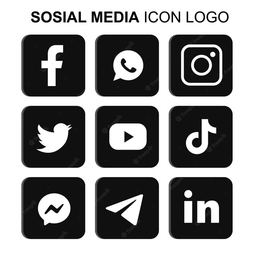 Social media icon logo black and white color