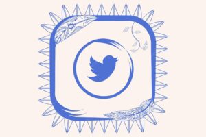 Social media icon twitter ethnic tribal flower ornament