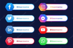 Social media icons logos button or network platform label banners facebook instagram youtube icon