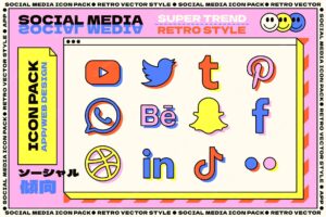 Social media logo collection in retro style