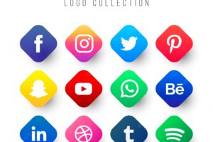 Social media logos collection with geometric shapes