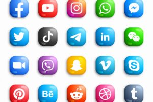 Social media modern ios 3d icons set