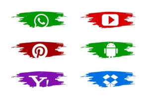 Social media set of colorful icons