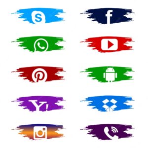 Social media set of colorful icons
