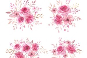 Soft pink watercolor floral arrangement collection